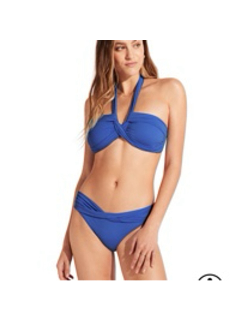 Women's Seafolly Blue Multi-Way Twist Bandeau Bikini Set top 10 bottom size 8